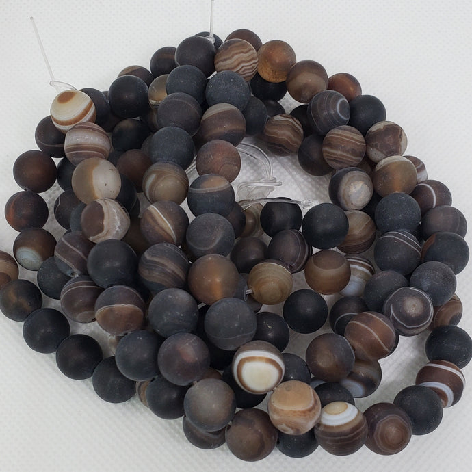 (Beads) Matte natural brown agate