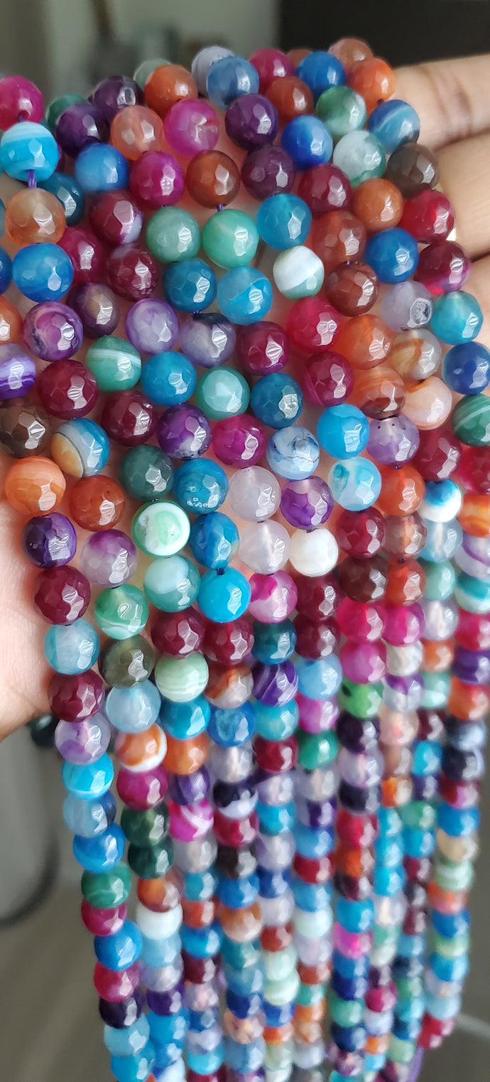 (Beads) 8mm faceted Agate