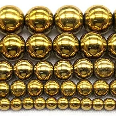 (Beads) 4mm Gold hematite