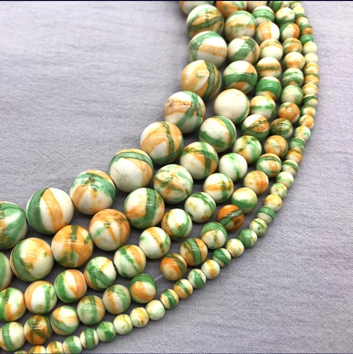 (Beads) Orange Green stripe