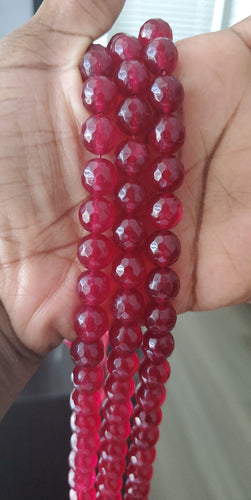 (Beads) Faceted Red plum Jade