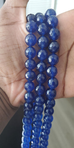 (Beads) Faceted Blue Jade